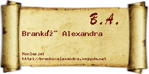 Brankó Alexandra névjegykártya